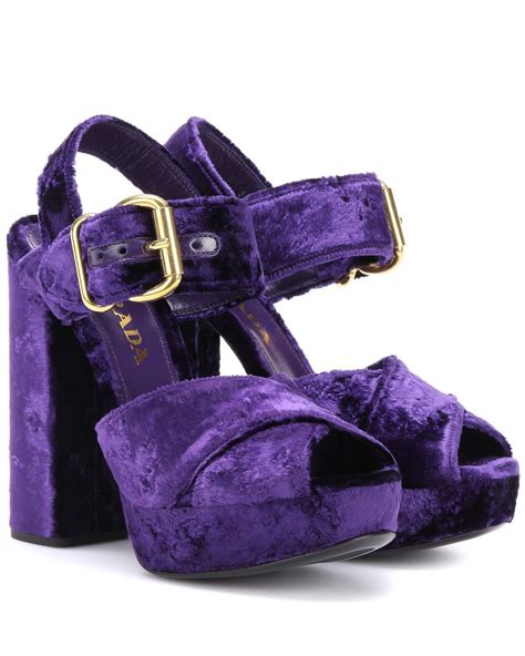 prada purple velvet sandals|Prada platform sandals sale.